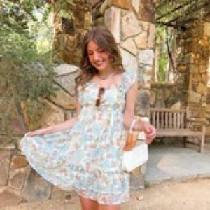 Ruffled sleeve floral dress